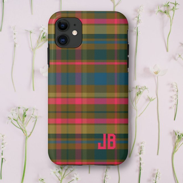 Coques Case-Mate iPhone Monogramme Motif plaid (Créateur téléchargé)