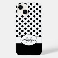 Monogramme motif rétro à pois noirs et blancs mign