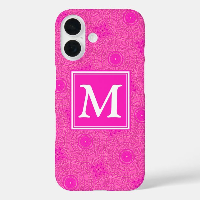 Coques Case-Mate iPhone Monogramme motif rose chaud cercles (Verso)