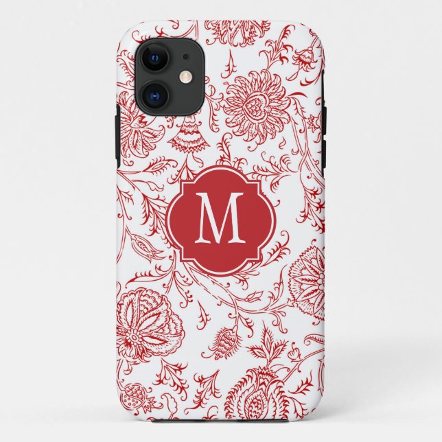 Coques Case-Mate iPhone Monogramme Motif rouge et blanc (Dos)