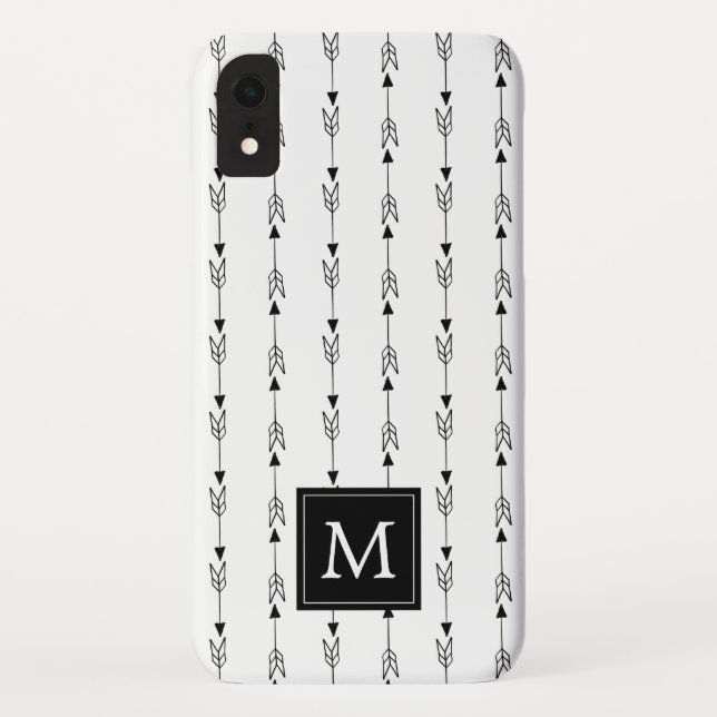 Coques Case-Mate iPhone Monogramme Motif simple noir et blanc Boho Arrow (Dos)