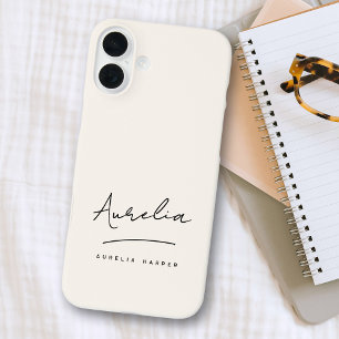 Coque Pour iPhone 16 Plus Monogramme Neutre minimum Signature de script simp