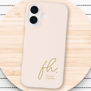 Coque Pour iPhone 16 Monogramme Neutre Moderne Minimaliste Élégant Scri