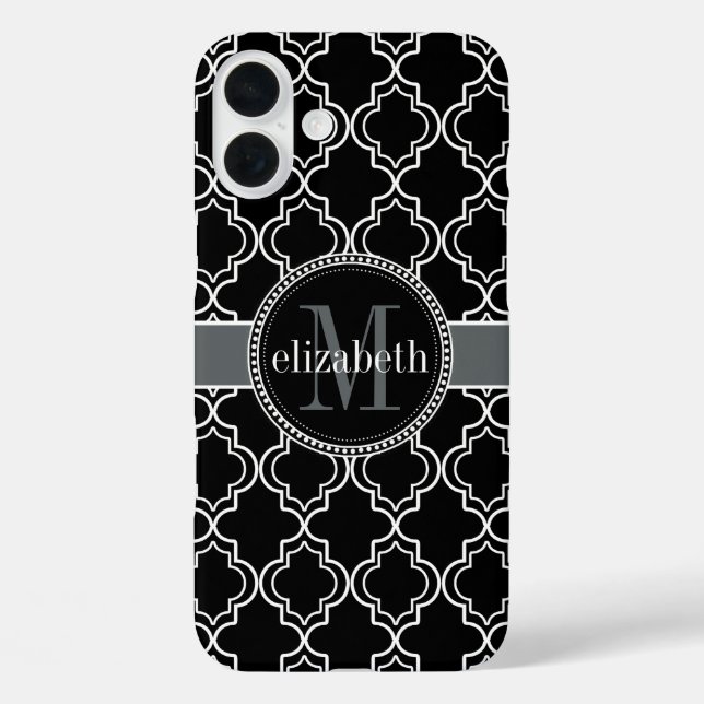 Coques Case-Mate iPhone Monogramme noir blanc marocain (Verso)