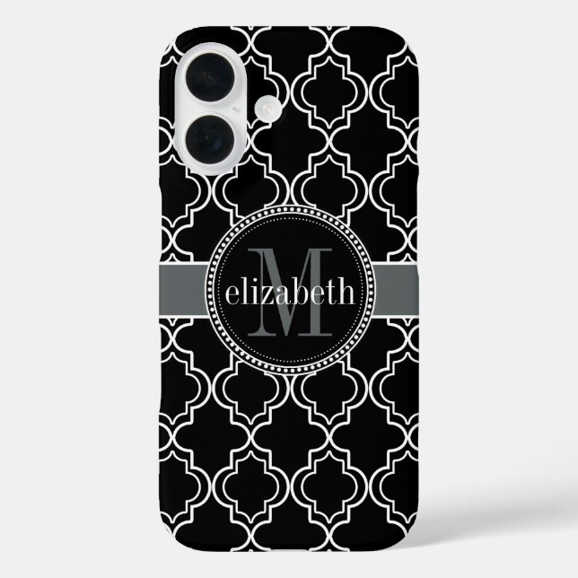 Coques Case-Mate iPhone Monogramme noir blanc marocain (Verso)