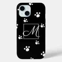 Monogramme | Noir & blanc mignon Chien Chien Empre