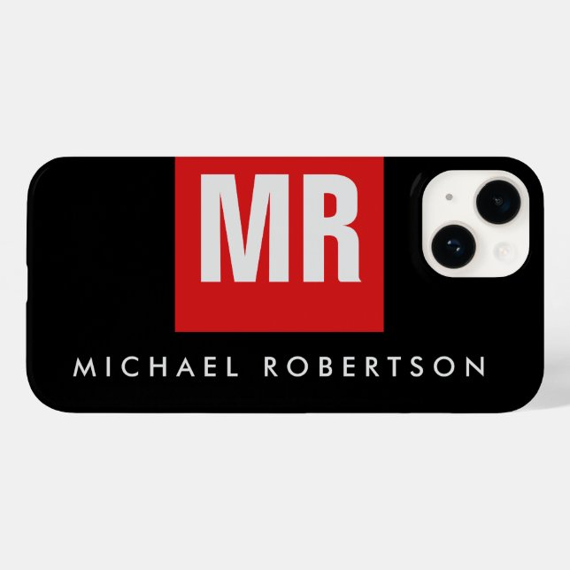 Coques Case-Mate iPhone Monogramme noir de qualité unique (Verso (horizontal))