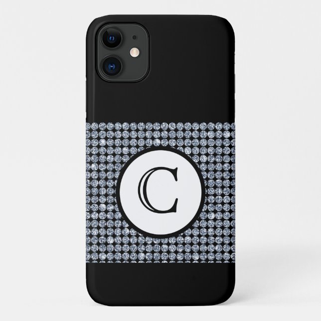 Coques Case-Mate iPhone Monogramme noir diamant à bille (Dos)