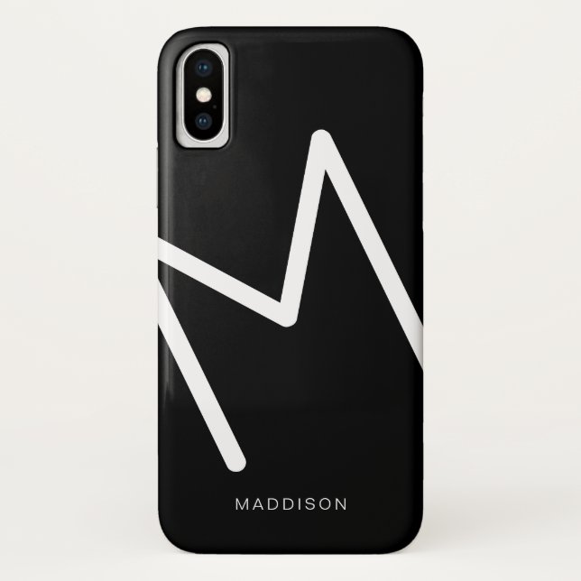 Coques Case-Mate iPhone Monogramme noir et blanc Abstrait (Dos)