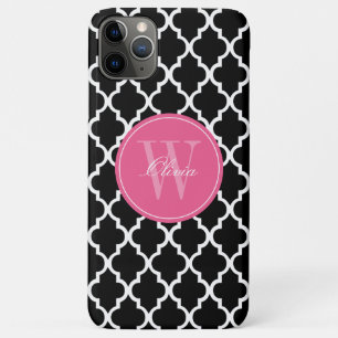 Etui iPhone Case-Mate Monogramme noir et fuchsia de Quatrefoil
