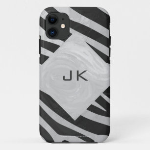 Coque Case-Mate Pour iPhone Monogramme noir et gris clair Zebra