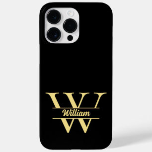 Coque Case-Mate iPhone Monogramme Noir et Or Écriture Initiale Élégant
