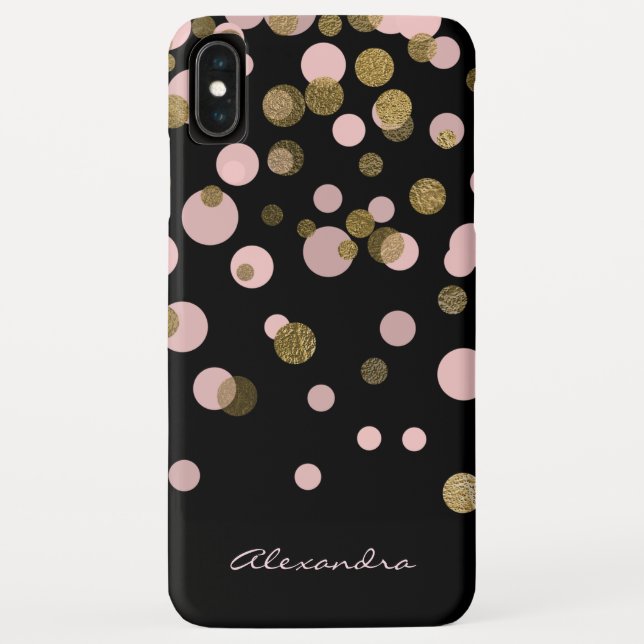 Coques Case-Mate iPhone Monogramme Noir et Rose d'huile Confetti (Dos)