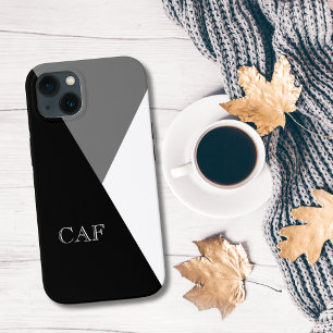 Coque Case-Mate iPhone Monogramme Noir Gris Blanc Géométrique Minimaliste