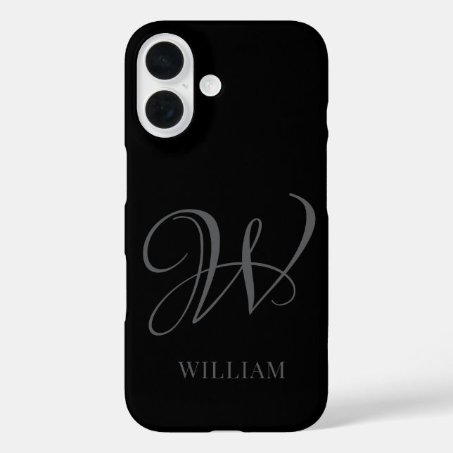 Coques Case-Mate iPhone Monogramme noir gris élégant personnalisé initial (Verso)