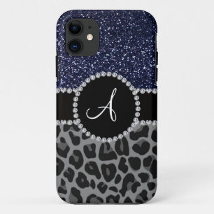 Coque Case-Mate iPhone Monogramme noir léopard marine parties scintillant