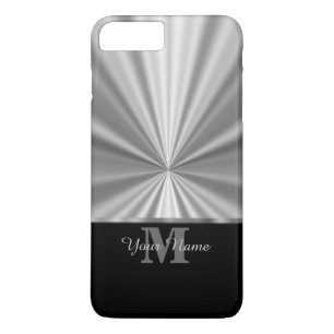 Coques Pour iPhone Monogramme noir métallique en argent