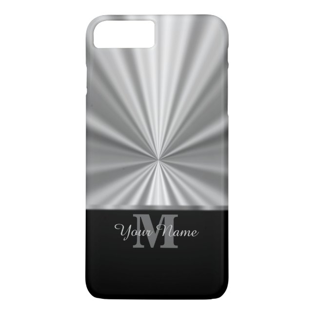 Coques Case-Mate iPhone Monogramme noir métallique en argent (Dos)