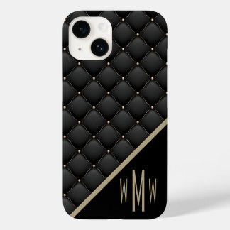 Coque Case-Mate iPhone Monogramme noir or courbé