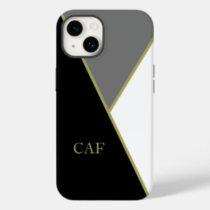 Coque Case-Mate iPhone Monogramme noir or gris blanc géométrique moderne