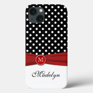Coques Pour iPhone Monogramme noir rouge blanc Polka Dot iPad Air Cas