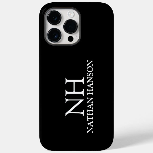 Coques Case-Mate iPhone Monogramme noir simple moderne (Verso)