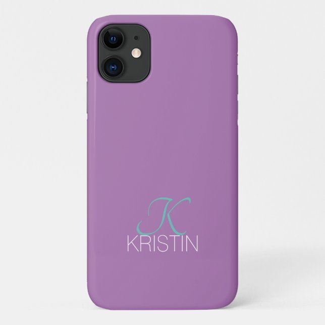 Coques Case-Mate iPhone Monogramme & nom élégant en écriture sarcelle et l (Dos)