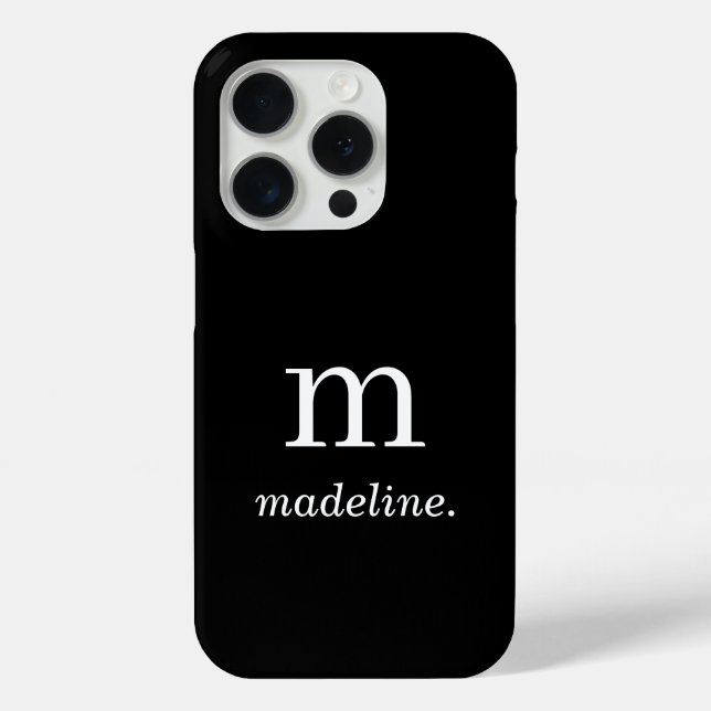 Coques Case-Mate iPhone Monogramme | Nom initial minimal noir blanc modern (Verso)