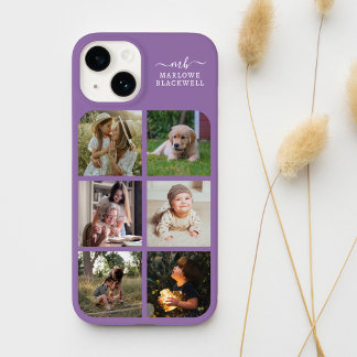 Coque Case-Mate iPhone Monogramme Nom Lavender Purple 6 Photo Collage