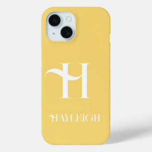Coque Case-Mate iPhone Monogramme Nom Moderne Style Jaune