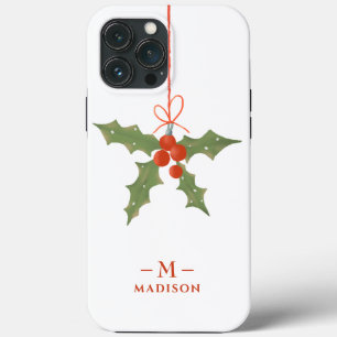 Case-Mate iPhone Case Monogramme Nom Noël Holly Floral d'hiver