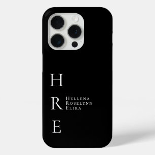 Coque Case-Mate iPhone Monogramme Nom Noir Blanc Moderne