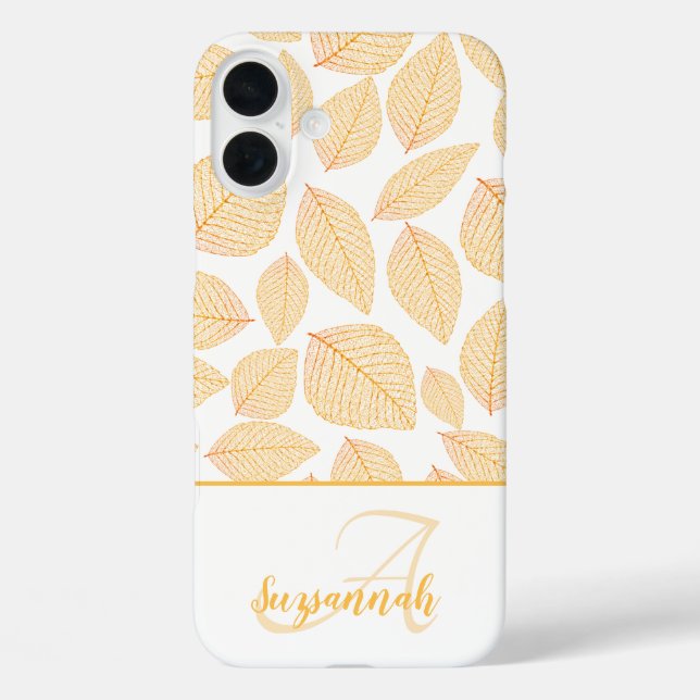 Coques Case-Mate iPhone Monogramme Nom Personnalisé Feuilles de Squelette  (Verso)