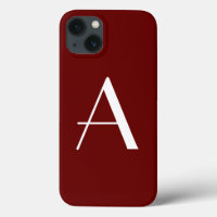 Monogramme Nom propre Initiale Vintage rouge foncé