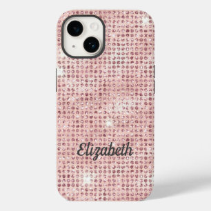Coque Case-Mate iPhone Monogramme Nom Rose Pâle Paillettes Glamour Tendan