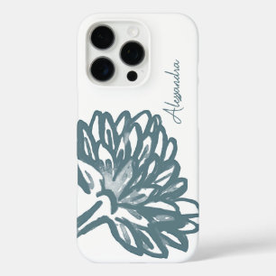 Coque iPhone 16 Pro Monogramme Nom Script Floral Minimaliste Blanc Tur