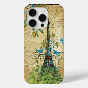Coque Case-Mate iPhone Monogramme Oiseaux de l'Amour Vintage Tour Eiffel