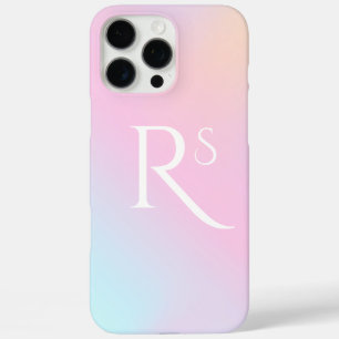 Coque iPhone 16 Pro Max Monogramme ombré holographique rose féminin person
