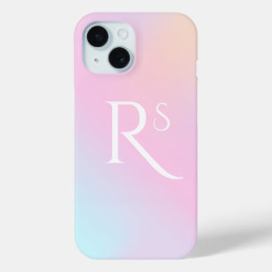 Coque Case-Mate iPhone Monogramme ombré holographique rose personnalisé f