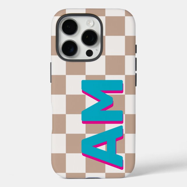 Coques Case-Mate iPhone Monogramme Ombre Rose Canard Damier Beige (Verso)