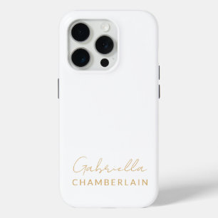 Coque Case-Mate iPhone Monogramme or   Blanc minimal moderne
