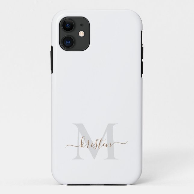 Coques Case-Mate iPhone Monogramme or et gris blanc (Dos)