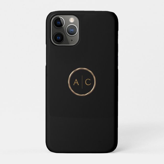 Coques Case-Mate iPhone Monogramme Or Minimal sur NOIR (Dos)