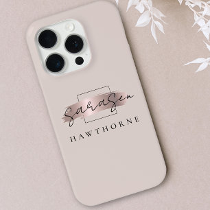 Coque Case-Mate iPhone Monogramme or Rose de luxe Élégant pinceau