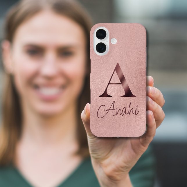 Coques Case-Mate iPhone Monogramme Or Rose Luxe (Créateur téléchargé)