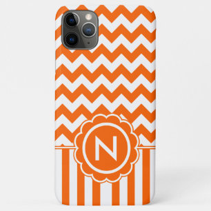Coque iPhone 11 Pro Max Monogramme orange de zigzag