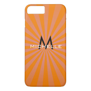Coque iPhone 8 Plus/7 Plus Monogramme Orange Funky Sun Rays Retro Stripes