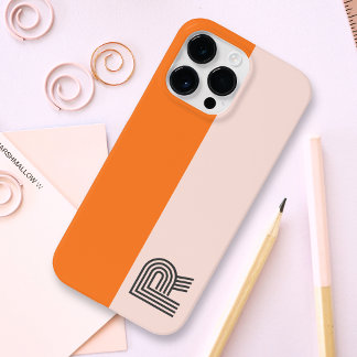 Coque Case-Mate iPhone Monogramme orange rose Rose à deux couleurs minimu