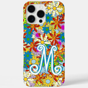 Coques iPhone 16 Pro Max Monogramme ou nom personnalisé Motif floral