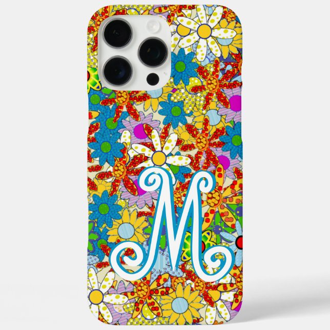 Coques Case-Mate iPhone Monogramme ou nom personnalisé Motif floral (Verso)